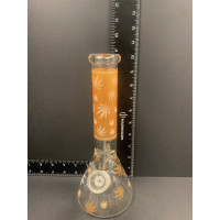 Orange Hemp Leaves Glass Bong