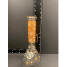 Orange Hemp Leaves Glass Bong