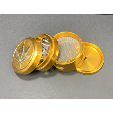 Gold Hemp Leaf 4pc Grinder
